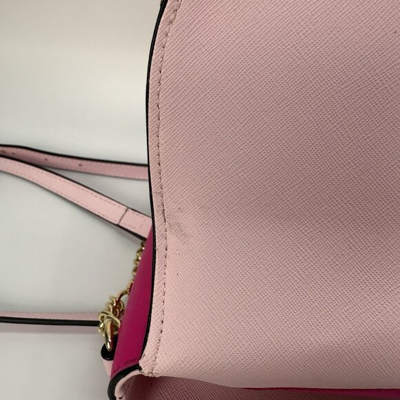 Trina Turk ColorBlock Crossbody Purse‎ Bag Light Pink Fuchsia Metal Chain - Picture 13 of 16